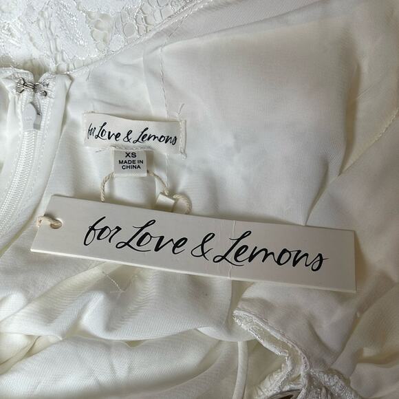 For Love & Lemons Frances Floral Lace Bell Sleeve White Maxi Dress Size XS - Picture 11 of 12